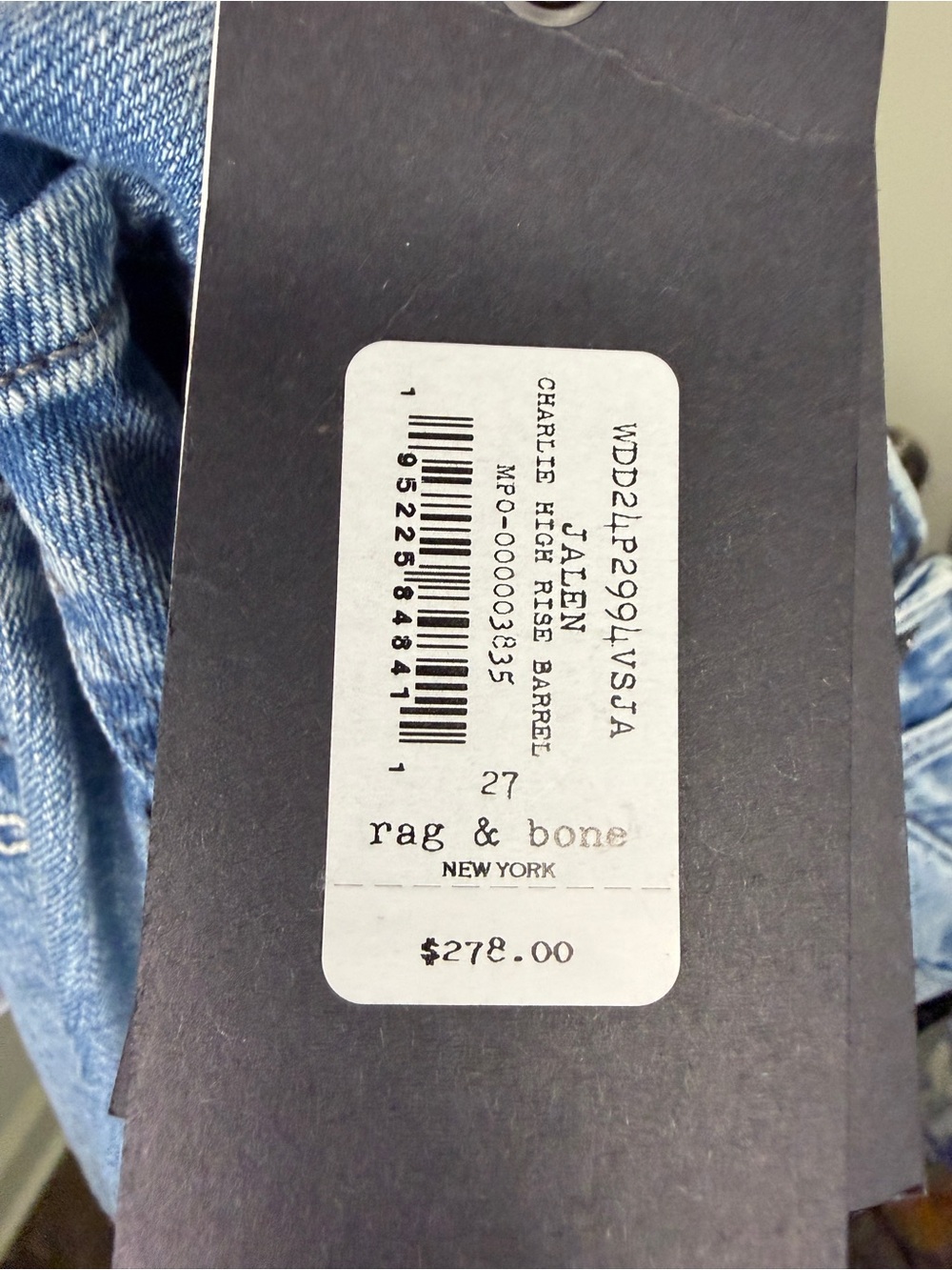 NWT Rag & Bone Charlie High Rise Barrel Jeans Jalen-27-MSRP $278 - Picture 14 of 16